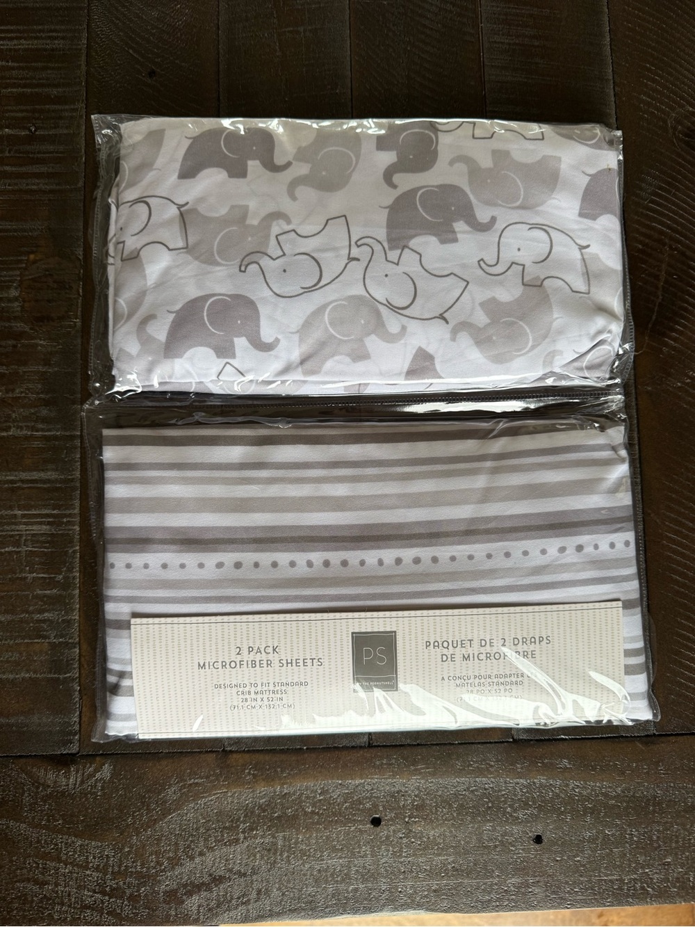 Gray & White Baby Elephant Microfiber Crib Sheet Set - 2 Pack Peanut Shell